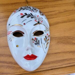 Vintage Compodimonte Porcelain Face Wall Hanging - Italy - Bright Hand Painted